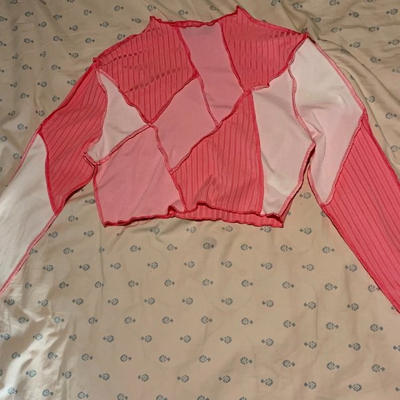 Pink Inside Out Cropped Long Sleeve Tee - Picture 1 of 2